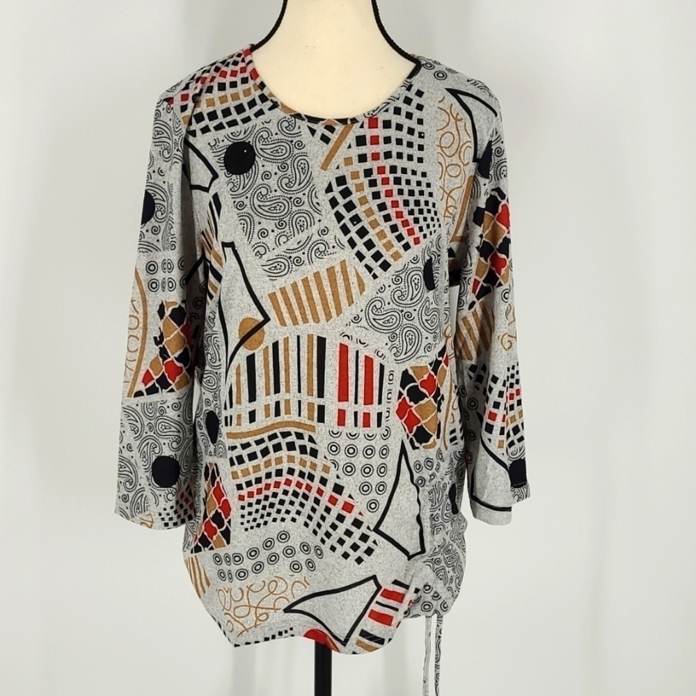 Marie Claire Size L Grey Abstract Top